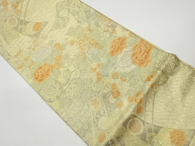 JAPANESE KIMONO / VINTAGE FUKURO OBI / SAGANISHIKI / WOVEN FLOWERS